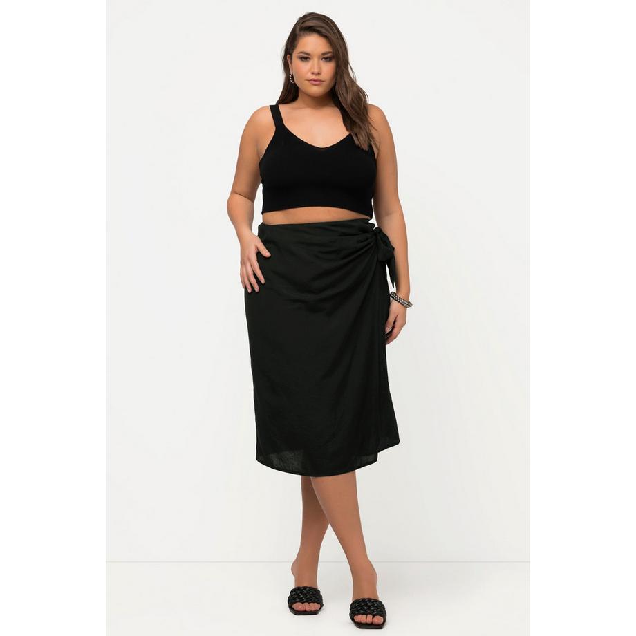 Ulla Popken Gonna a portafoglio Misto lino Laccetto Cintura comfort  