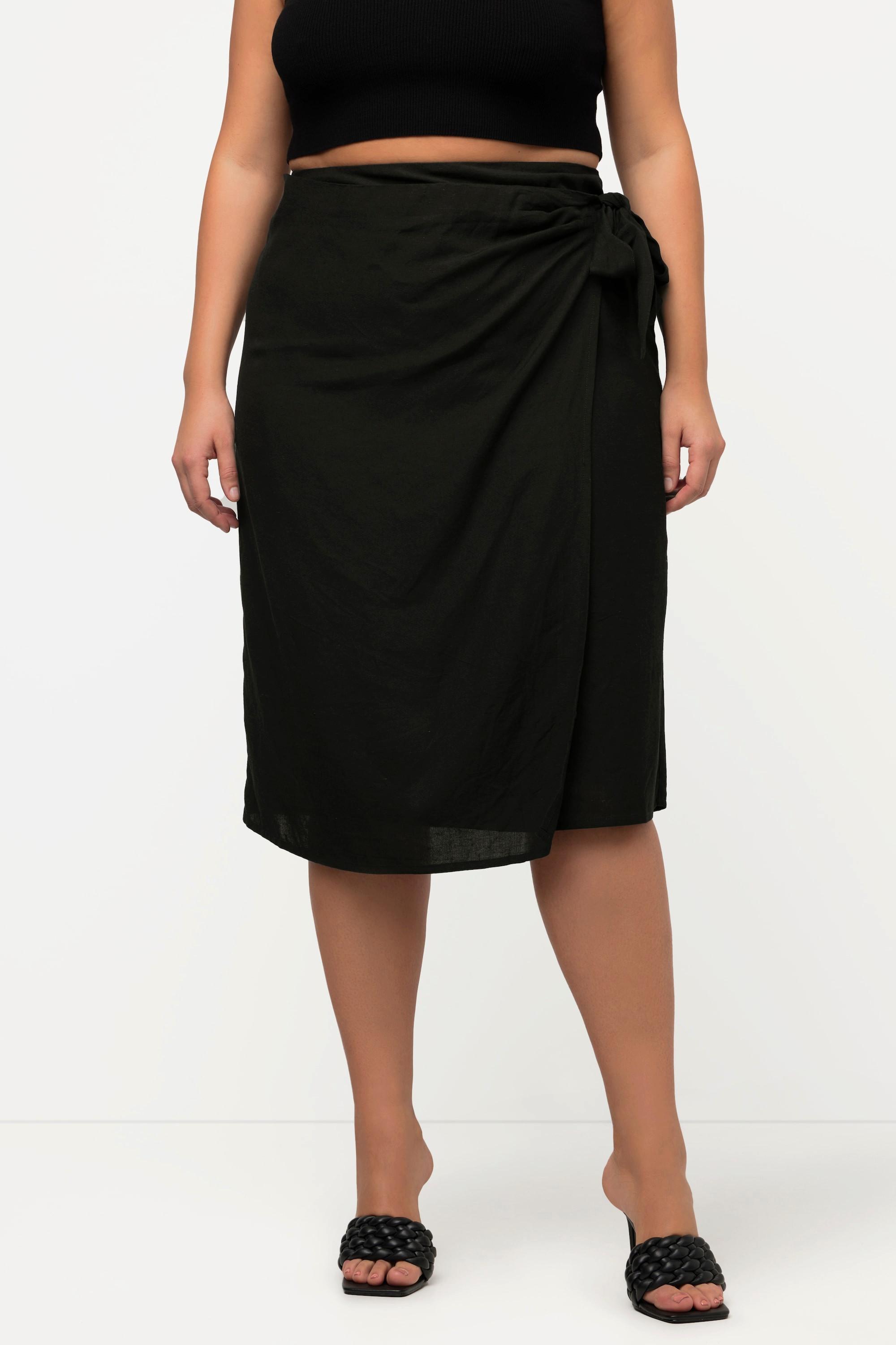 Ulla Popken Wickelrock Leinenmix Bindeband Komfortbund  