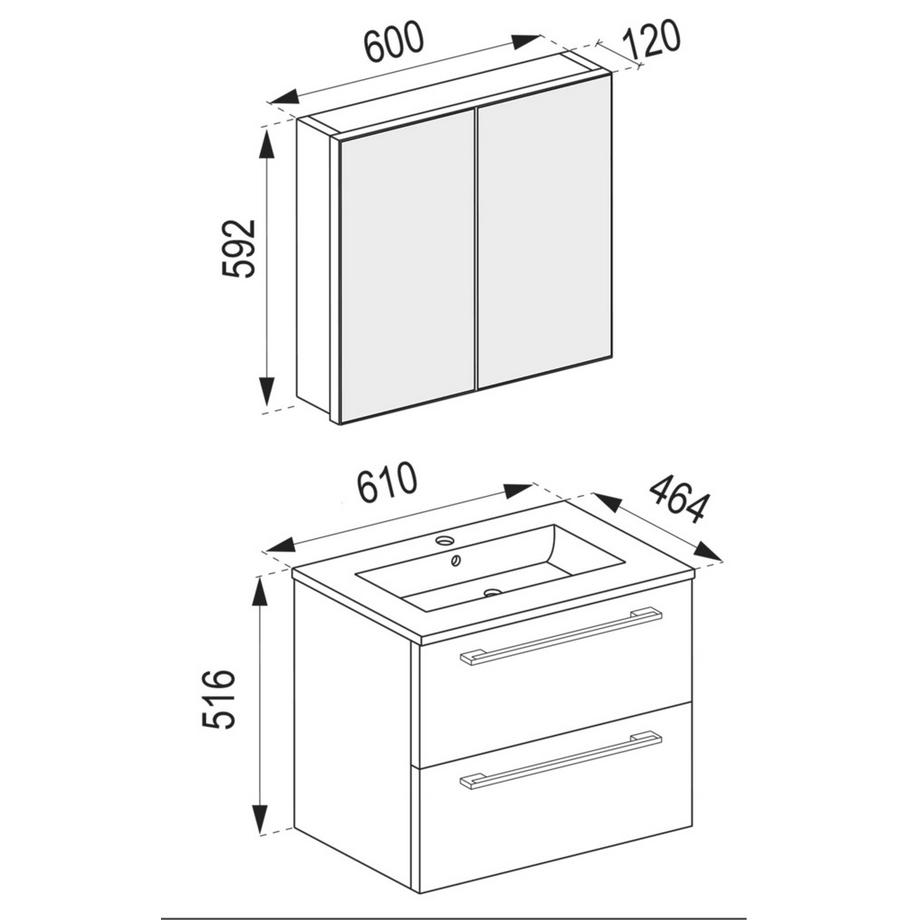 VCM 3-pièces meuble de salle de bains  