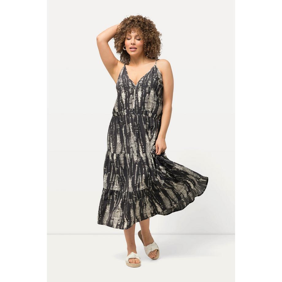 Ulla Popken Midikleid V-Ausschnitt ärmellos mit Triangel-Schalen  