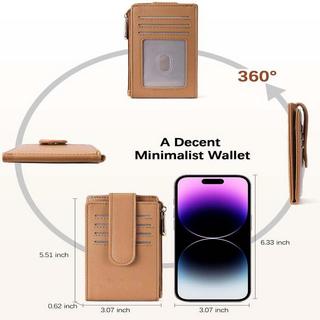 Only-bags.store  Porte-cartes de crédit Portefeuille en cuir PU petit porte-cartes avec protection RFID et pochette à monnaie Mini portefeuille Porte-cartes mince avec 14 fentes pour cartes 