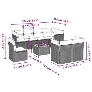 VidaXL Ensemble de canapés de jardin rotin synthétique  