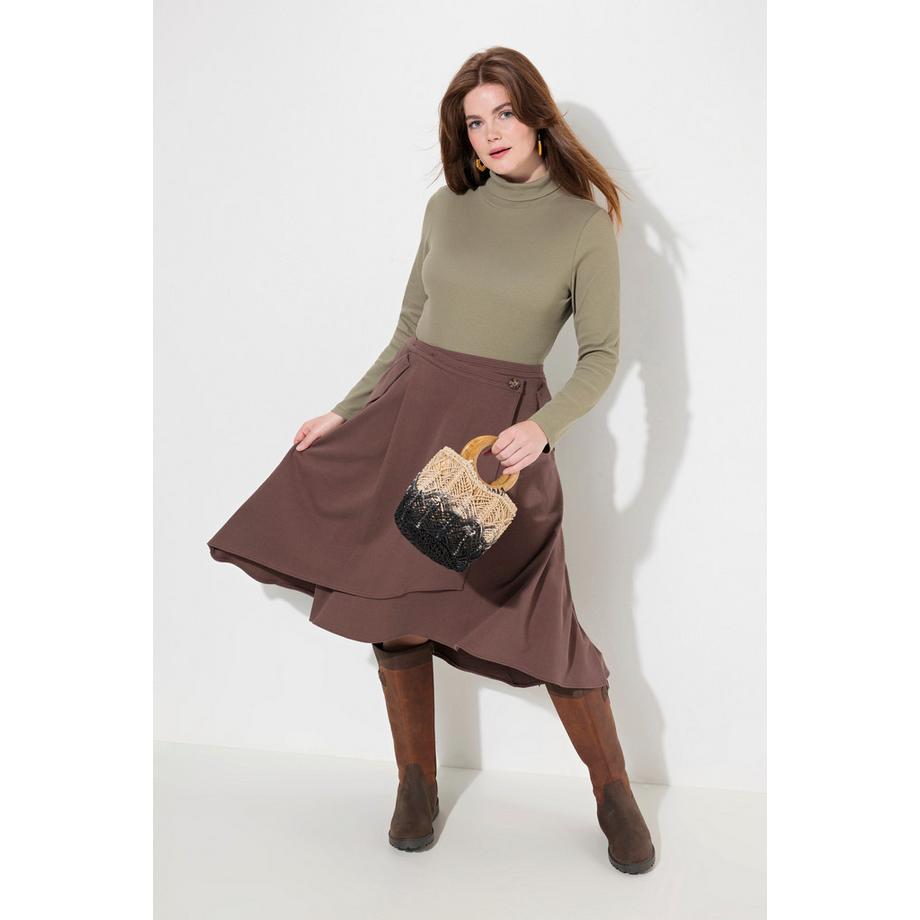 Ulla Popken Gonna a portafoglio in felpa con tasche  