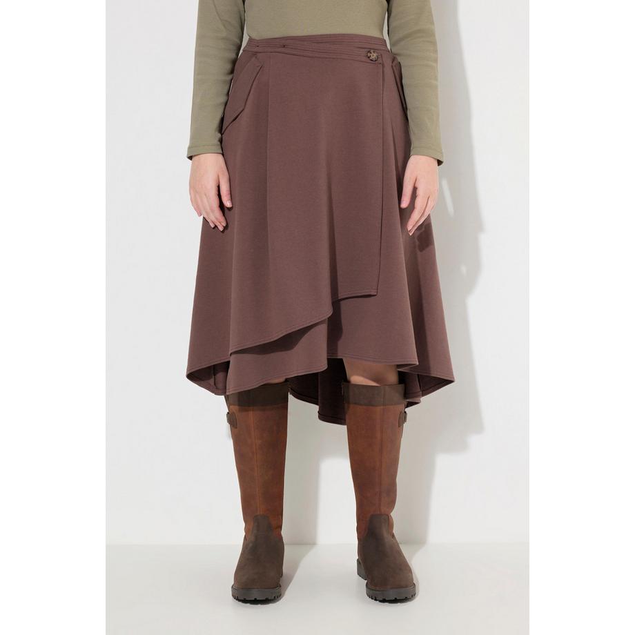 Ulla Popken Gonna a portafoglio in felpa con tasche  