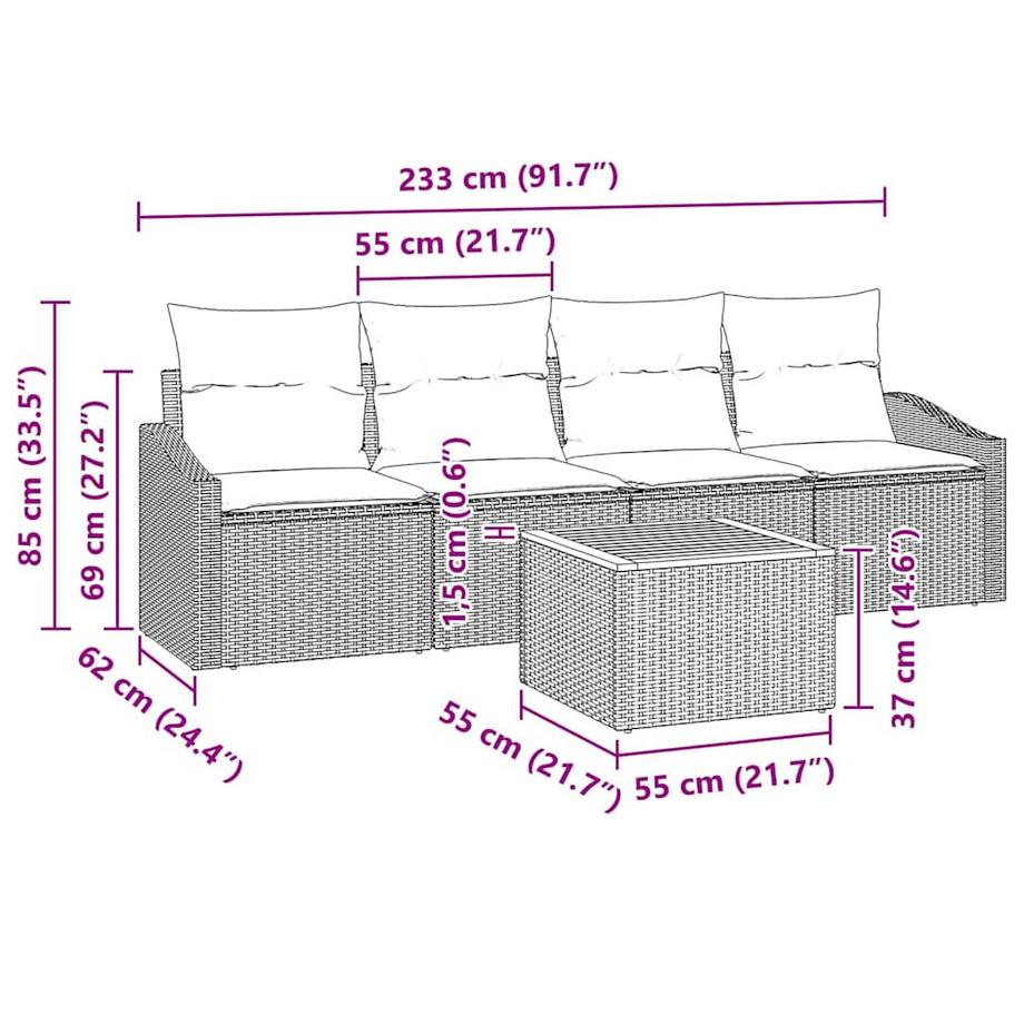 VidaXL Ensemble de canapés d'extérieur poly rattan  