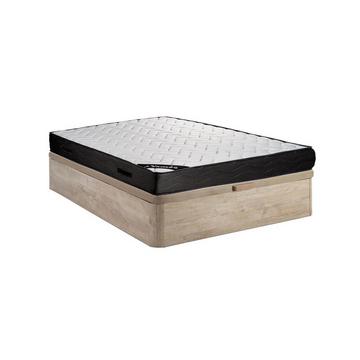 Ensemble 160 x 200 cm sommier coffre naturel clair + matelas ressorts ensachés 7 zones et mémoire de forme ép.24cm - MERISI de YSMÉE