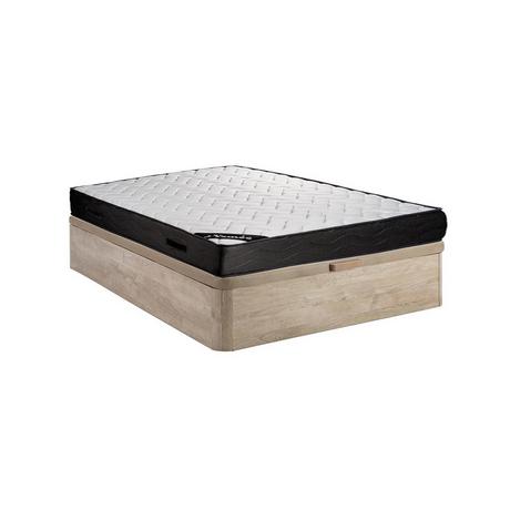 Ysmée Ensemble 160 x 200 cm sommier coffre naturel clair + matelas ressorts ensachés 7 zones et mémoire de forme ép.24cm - MERISI de YSMÉE  