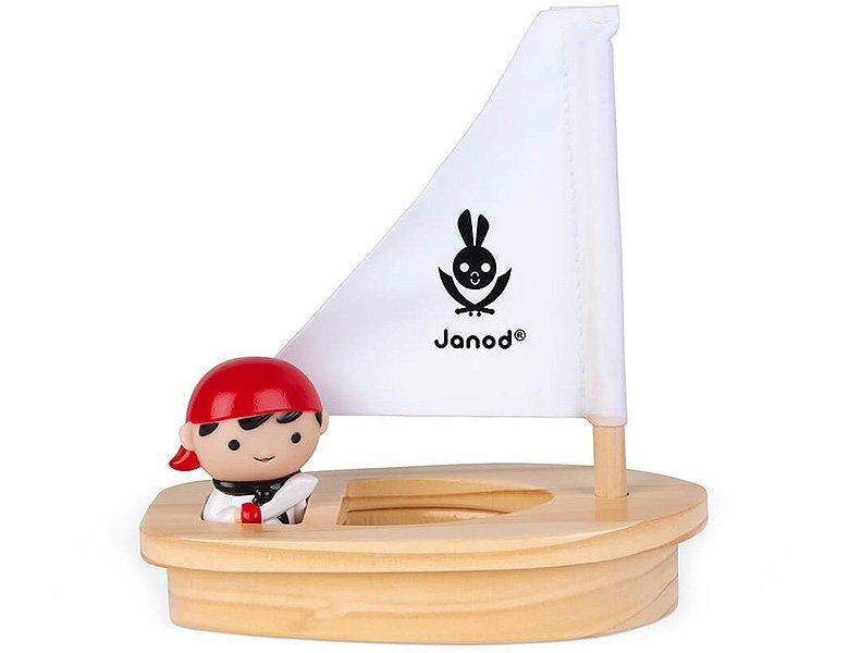 Janod  John Mouss und sein Schiff Badespielzeug für Babys Inklusive Wasserspritzer Ab 1 Jahr, J04712 