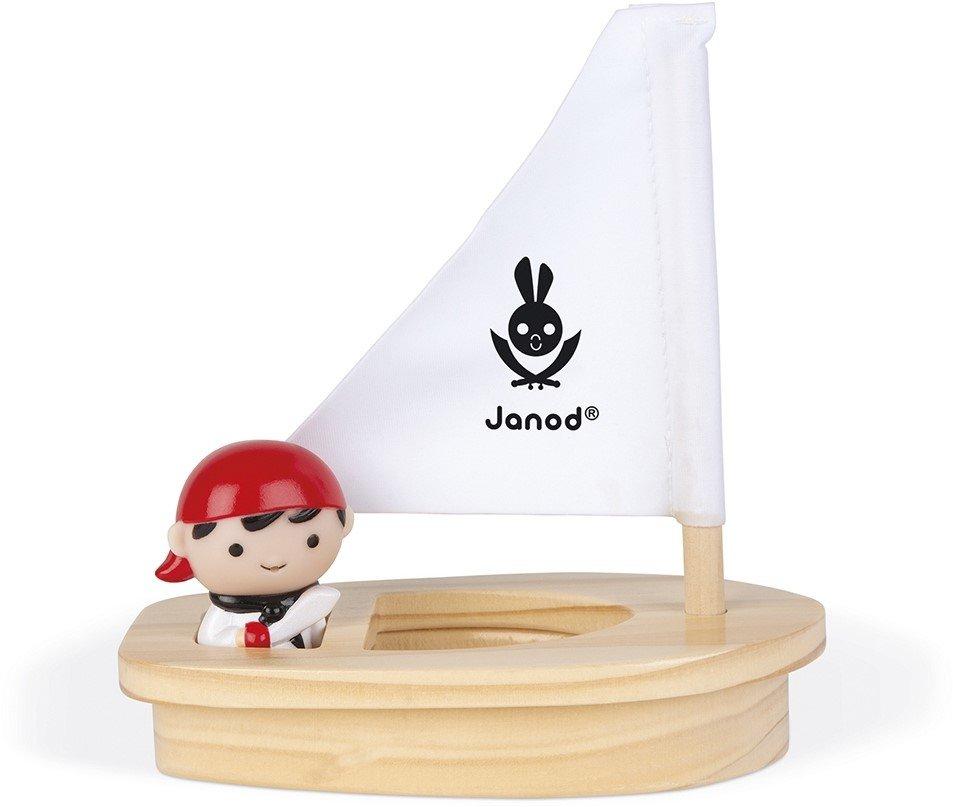 Janod  John Mouss und sein Schiff Badespielzeug für Babys Inklusive Wasserspritzer Ab 1 Jahr, J04712 