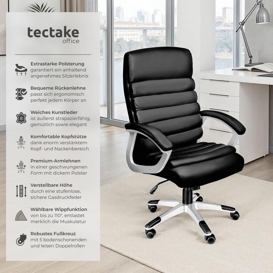 Tectake Fauteuil de bureau PAUL rotatif à 360° et réglable en hauteur  
