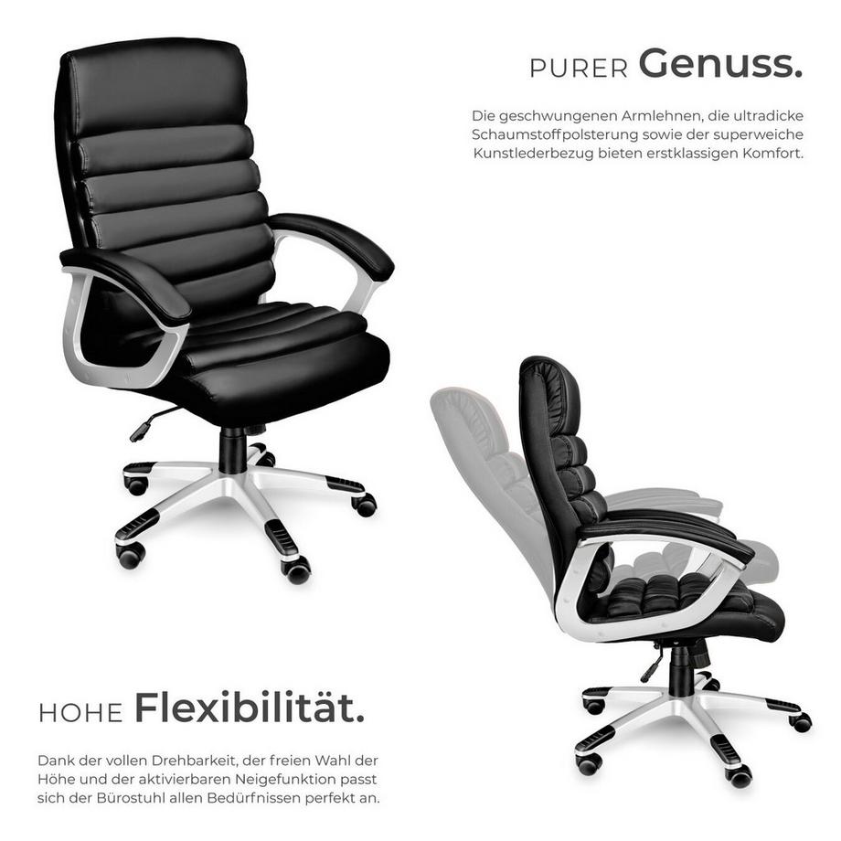 Tectake Fauteuil de bureau PAUL rotatif à 360° et réglable en hauteur  