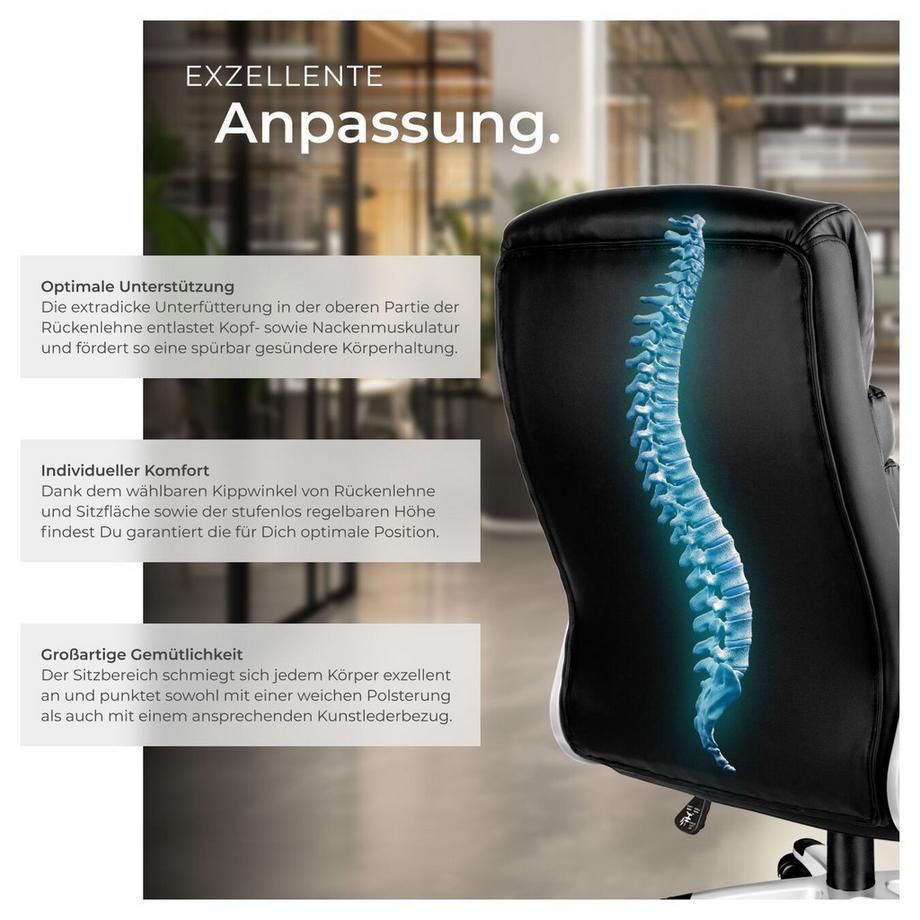 Tectake Fauteuil de bureau PAUL rotatif à 360° et réglable en hauteur  