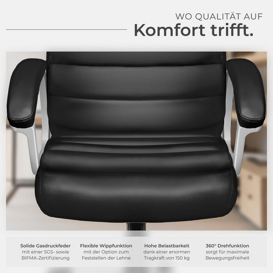 Tectake Bürostuhl Paul 360° drehbar und stufenlos höhenverstellbar ergonomische Form  
