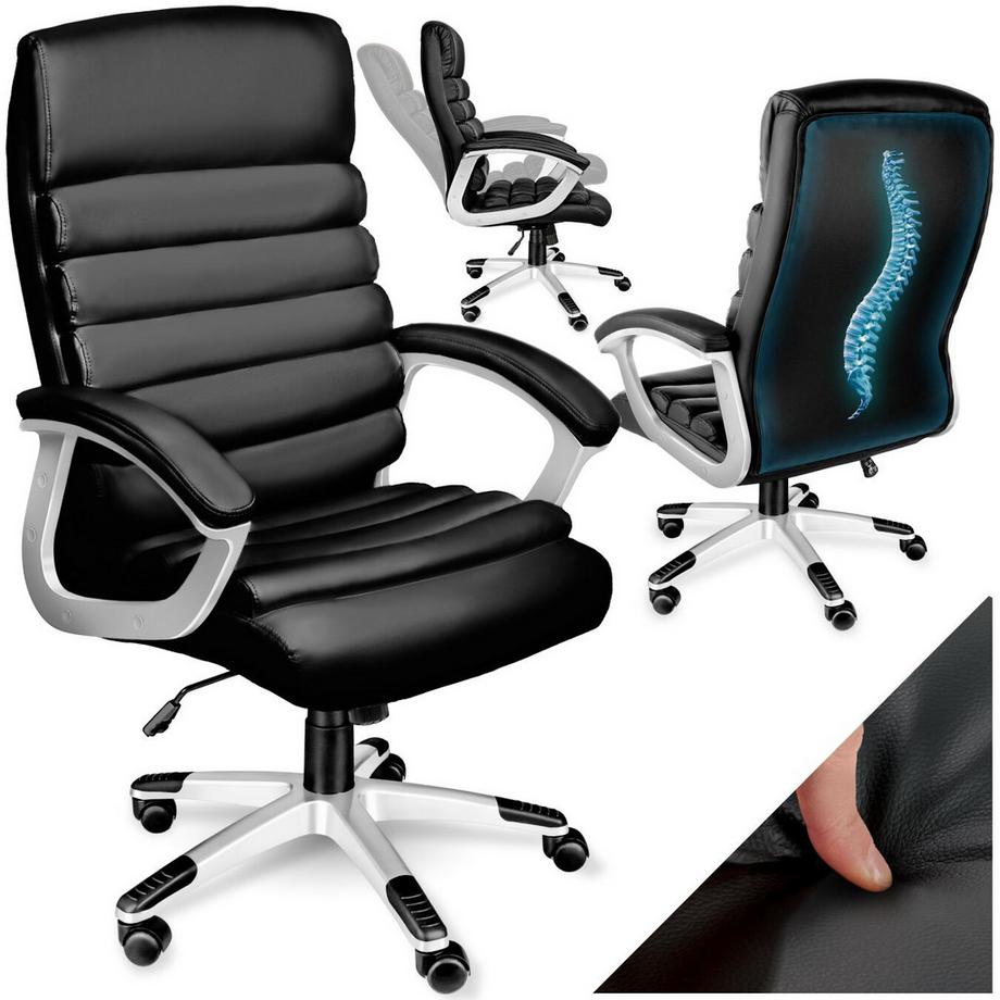 Tectake Fauteuil de bureau PAUL rotatif à 360° et réglable en hauteur  