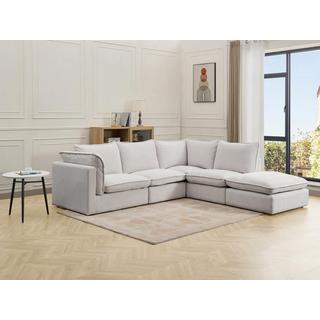 Vente-unique Ecksofa - Ecke rechts - Strukturstoff - Beige - BRUMADO  