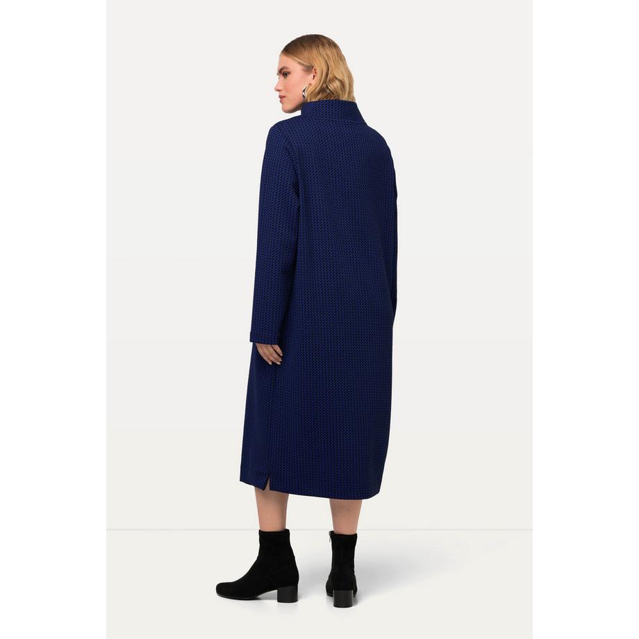 Ulla Popken Robe en molleton texturé Poches Col montant Manches longues  