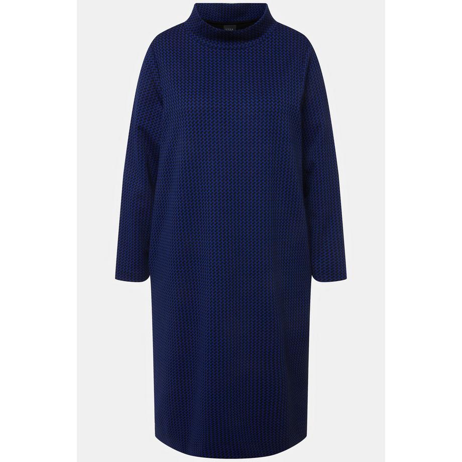 Ulla Popken Robe en molleton texturé Poches Col montant Manches longues  