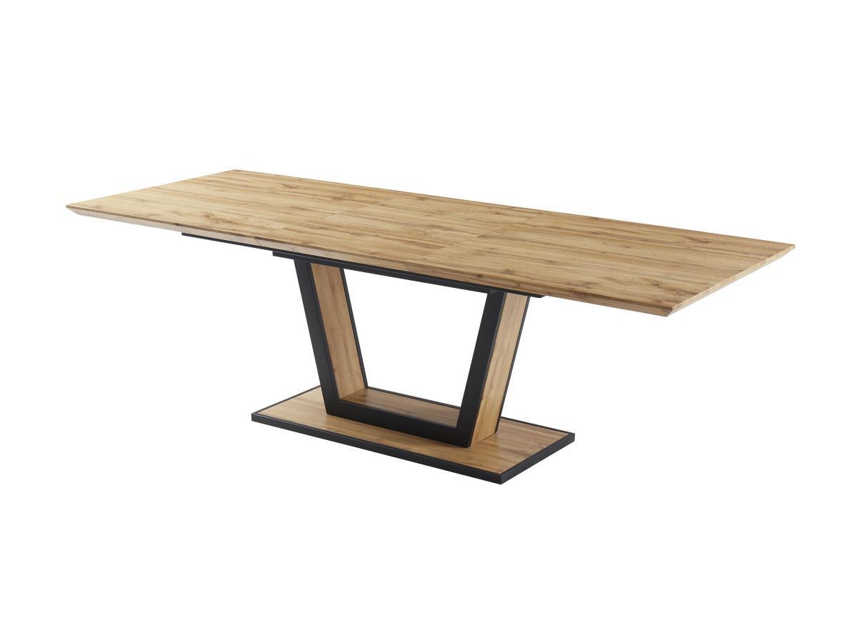 Vente-unique Table à manger extensible 6 à 10 personnes en MDF et métal - Naturel et noir - VITENO  