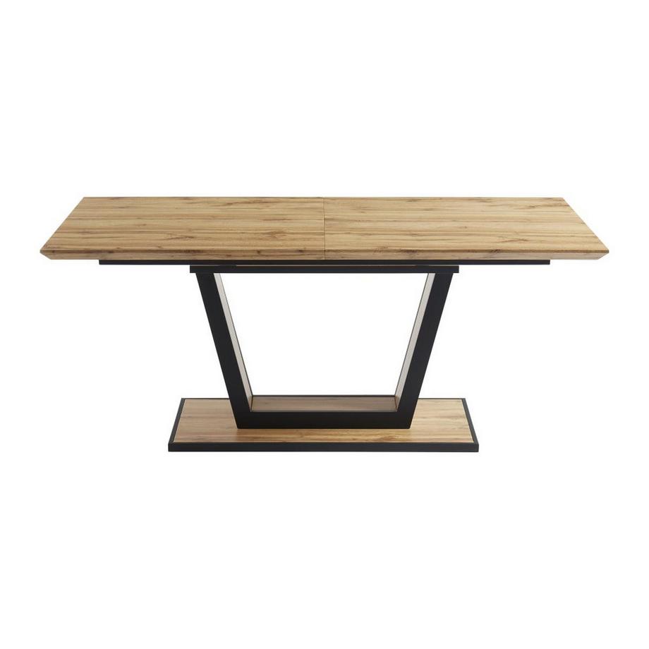 Vente-unique Tavolo da pranzo allungabile da 6 a 10 coperti in MDF e Metallo Naturale e Nero - VITENO  