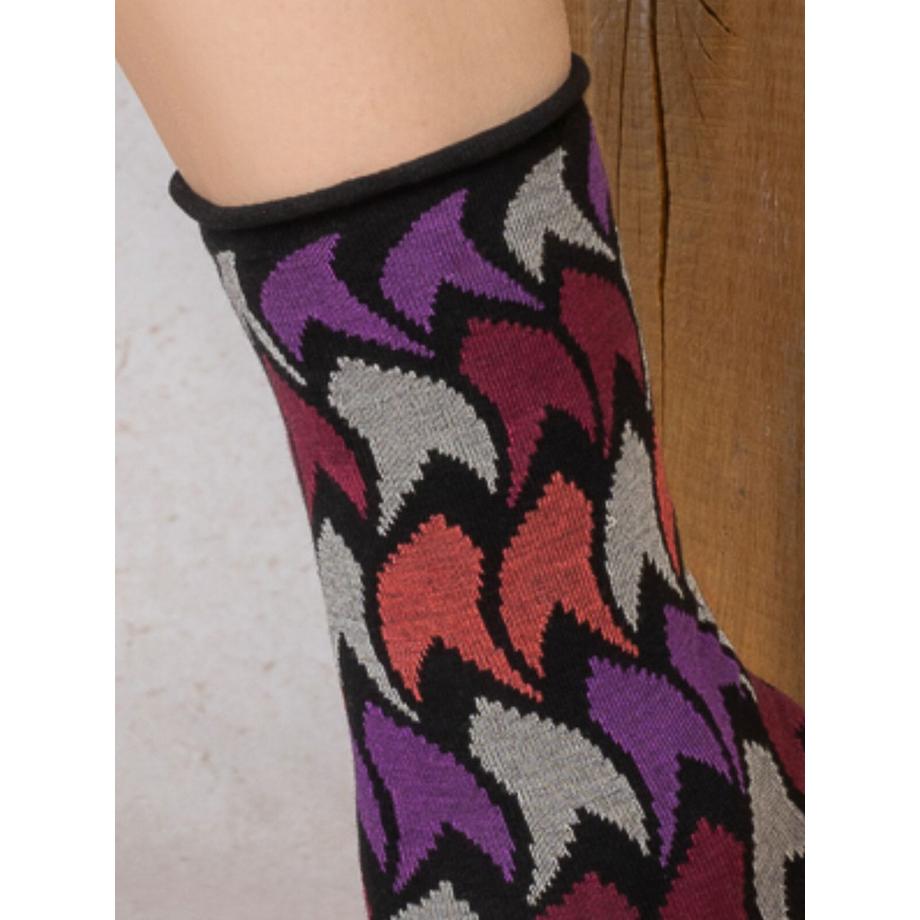 BLEU FORET Plumes Chaussettes à Bord Roulotté  