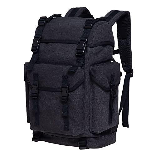 Only-bags.store Leinwand großen Rucksack, Vintage Jagd Rucksack Wandern Rucksack mit 15-Zoll-Laptop-Fach für  