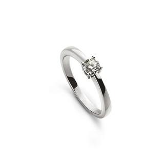MUAU Schmuck  Solitär Ring 4-Griff-Fassung Weissgold 750, Brillant 0.15ct. 