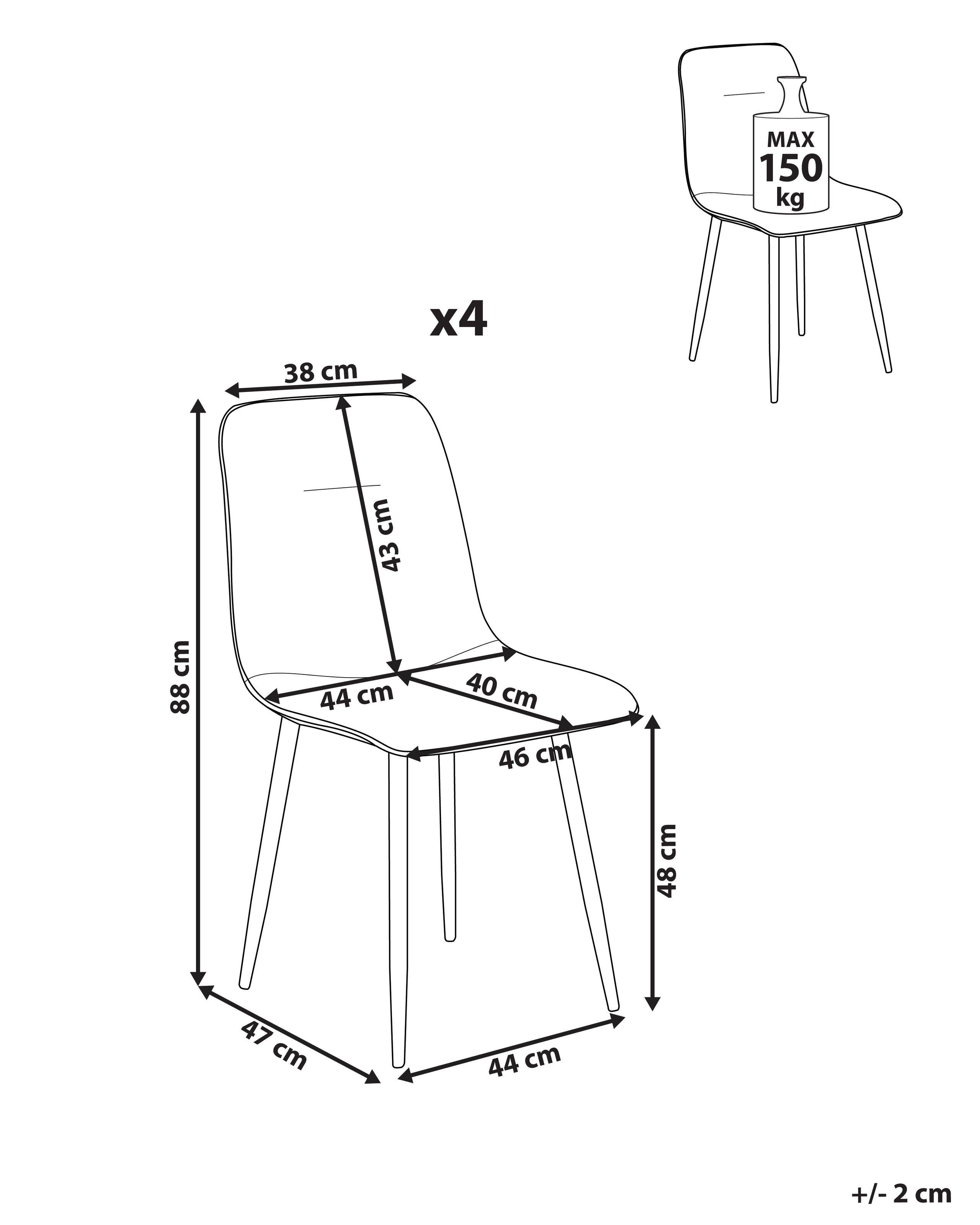 Beliani Lot de 4 chaises de salle à manger en Tissu Moderne TUSCOLA  