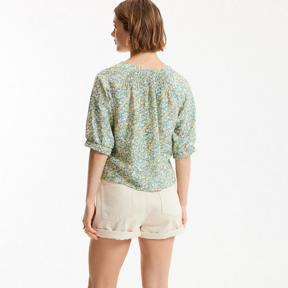 La Redoute Collections Bluse V-Ausschnitt 3/4 Ärmel Blumenmuster  