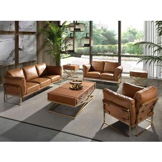 ANGEL CERDA Canapé 2 places en cuir camel  