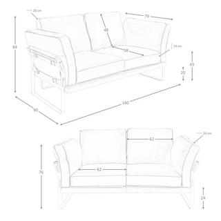 ANGEL CERDA Canapé 2 places en cuir camel  