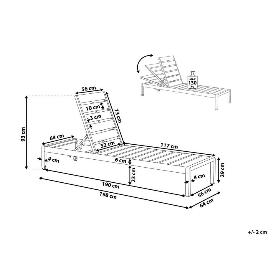Beliani Lettino Prendisole en Legno plastico Industriale NARDO  
