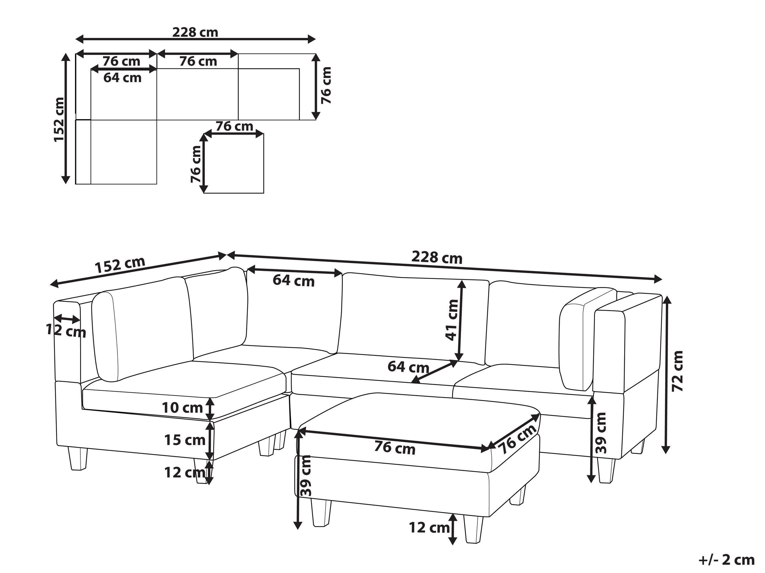 Beliani Ecksofa mit Ottomane aus Polyester Modern UNSTAD  