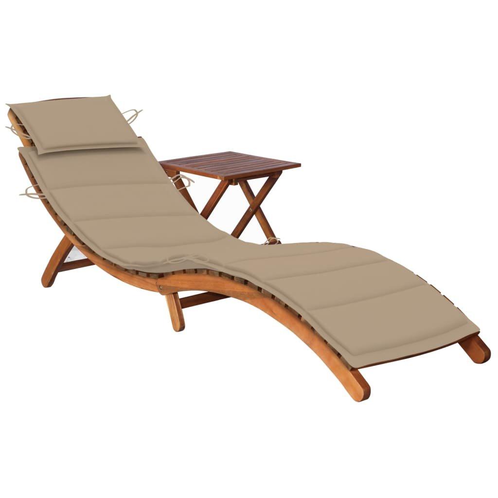 VidaXL Chaise longue avec table bois d'acacia  