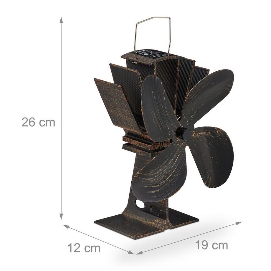 B2X Ventilatore da stufa color bronzo senza elettricità  