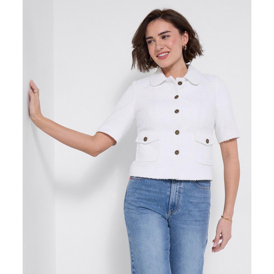 Veste Courte Manches Courtes avec Doublure Imprimée