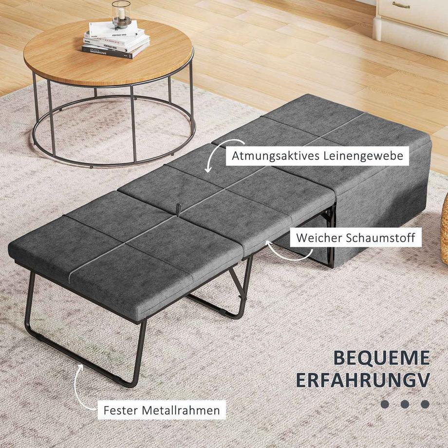 Northio  Lit pliant d'environ 190x60 cm, lit d'appoint avec matelas en mousse de 8 cm, lit de voyage pliable, lit simple adulte, lit en métal pouvant supporter jusqu'à 120 kg, lit pliant pour bureau, chambre d'amis, gris 