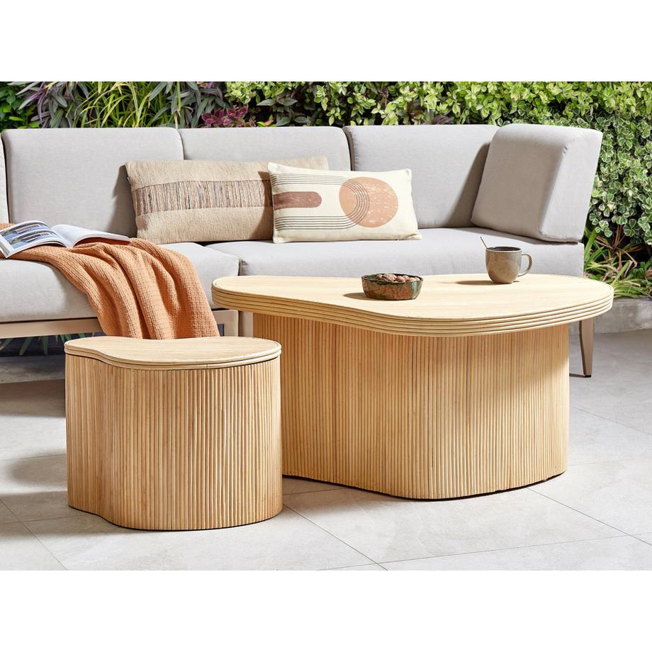 Beliani Set di 2 tavolini da caffè en Rattan Boho SALANTI  