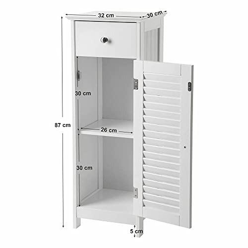 VASAGLE Elegante mobiletto da bagno bianco scandinavo con portaoggetti  