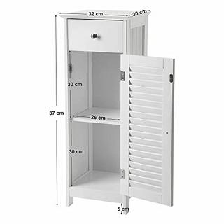 VASAGLE Elegante mobiletto da bagno bianco scandinavo con portaoggetti  