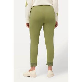 Ulla Popken  Leggings a 7/8 in cotone biologico con orli di pizzo 