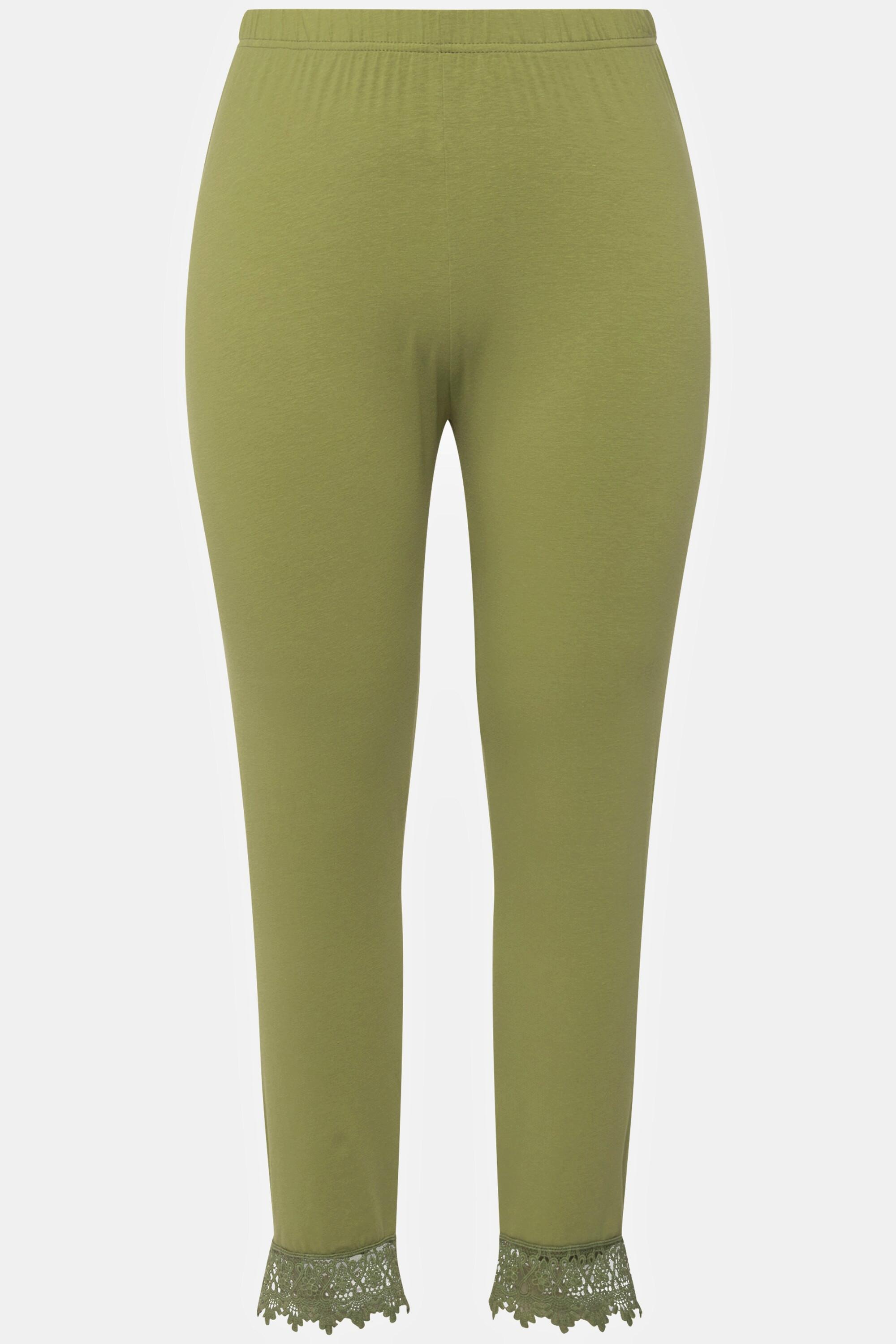 Ulla Popken  Leggings a 7/8 in cotone biologico con orli di pizzo 