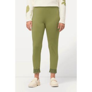 Ulla Popken  Legging 7/8, bordure en dentelle, coton bio 