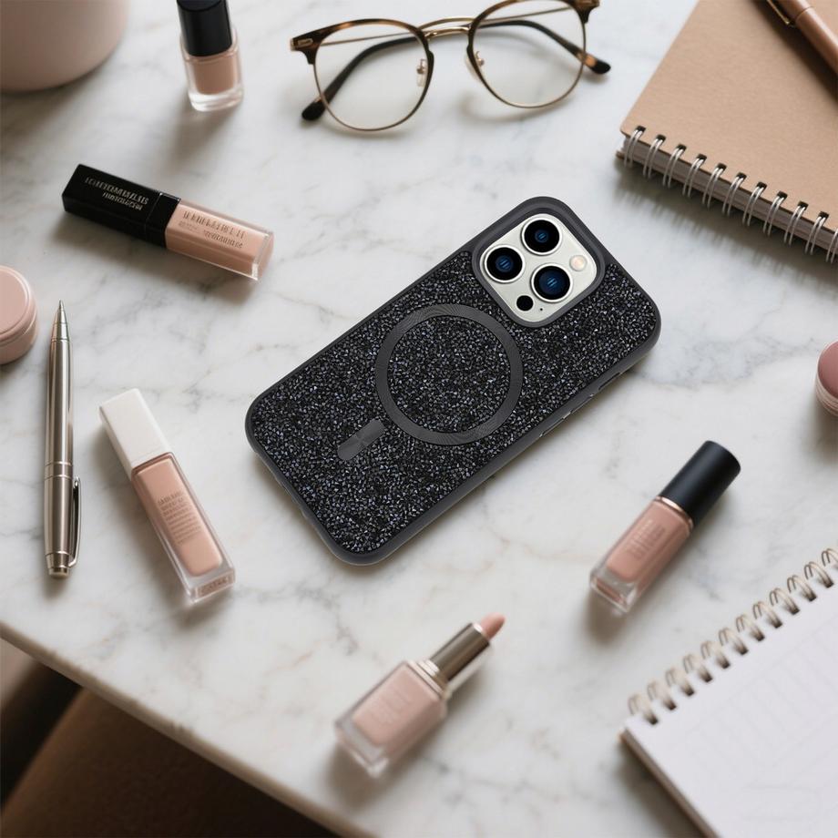 Cadorabo  iPhone 14 PRO Hülle kompatibel mit MagSafe Glitzer Diamant Design 