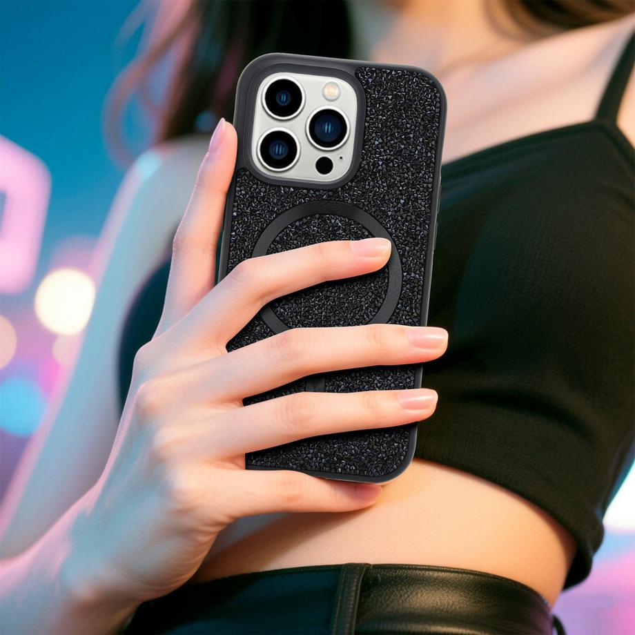 Cadorabo  iPhone 14 PRO Hülle kompatibel mit MagSafe Glitzer Diamant Design 