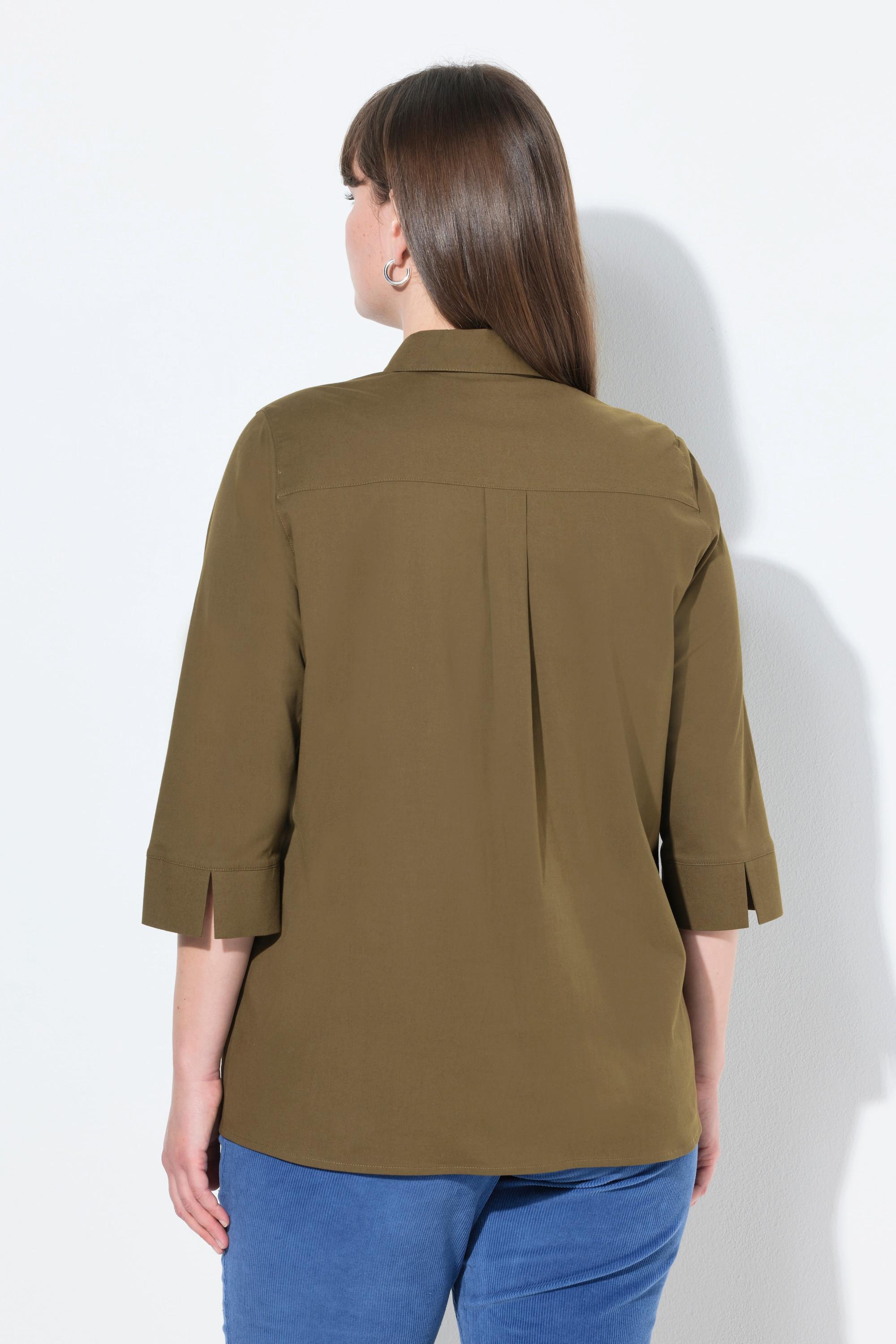 Ulla Popken Camicetta Floreale Collo Camicia Maniche 3/4  