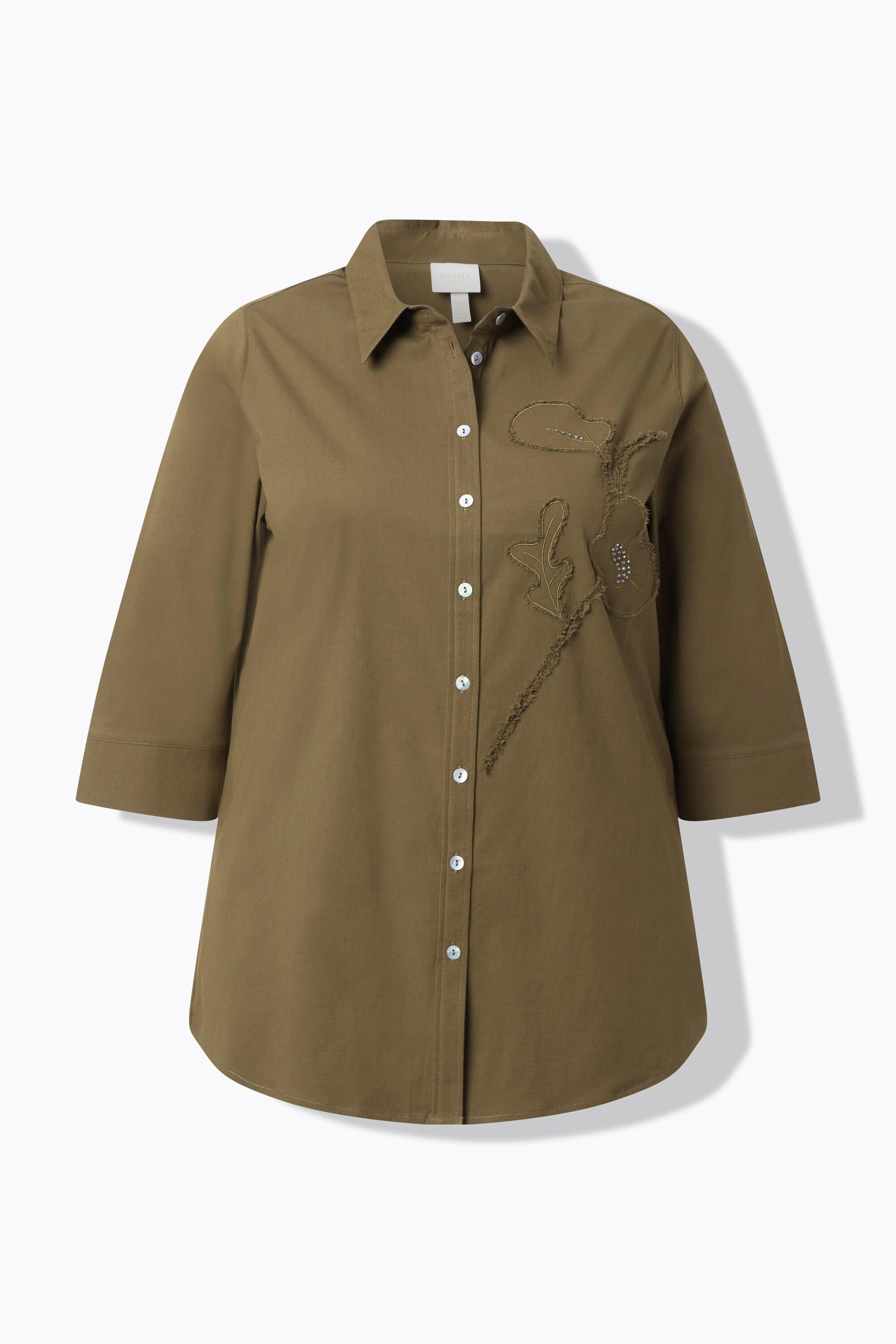 Ulla Popken Camicetta Floreale Collo Camicia Maniche 3/4  