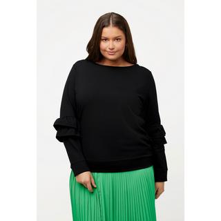 Ulla Popken  Sweatshirt, Rüschen, V-Ausschnitt, Langarm 