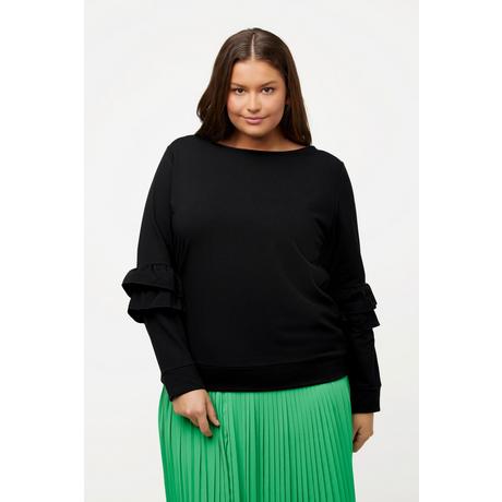 Ulla Popken  Sweat-shirt, ruché, col en V, manches longues 