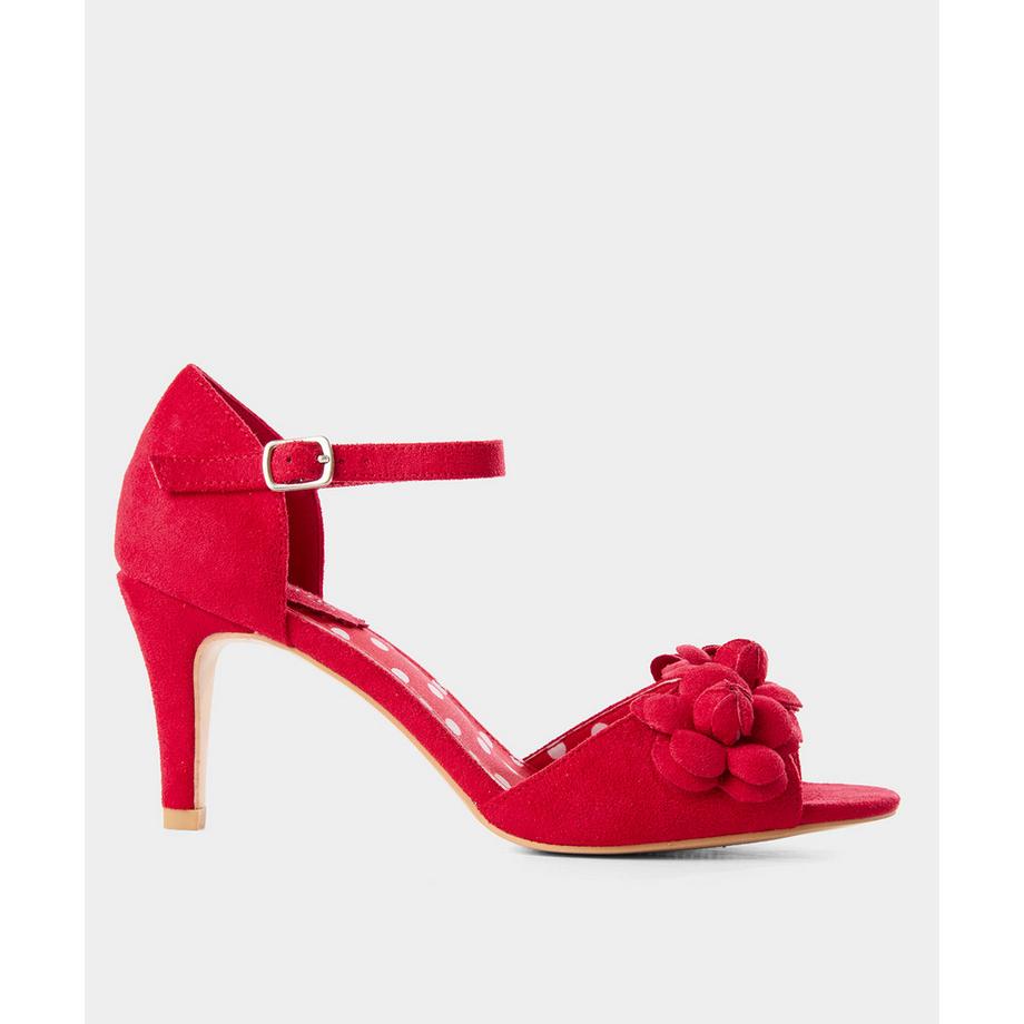 Absatzschuhe mit offener Spitze und 3D-Blumen