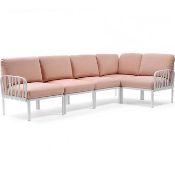 Gartenlounge komodo (5-tlg) weiss rosa